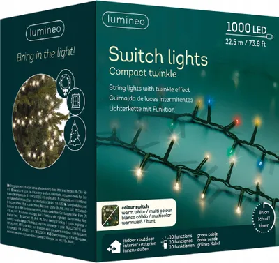 Produktbild von Weihnachtsbaumbeleuchtung Bunt Warm Weiß LED 1000 Dioden 2,25m