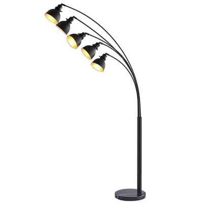 Produktbild von Lindby Stehlampe Lira, 5-flg., Höhe 205 cm, schwarz, gold