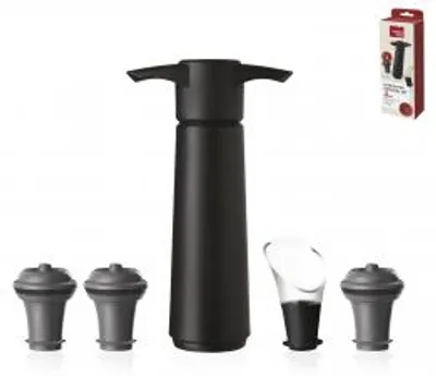 Produktbild von VACUVIN Set zum Weinschutz, schwarz, 5 Stück, aus Polypropylen und Silikon