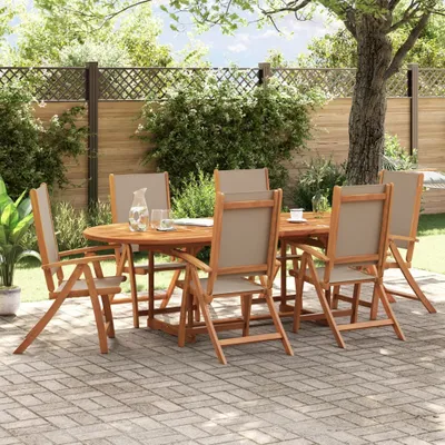 Produktbild von 2024 Gartenmöbel Gartenstühle 6 Stk. Klappbar Massivholz Akazie und Textilene Gartenstühle 7931090