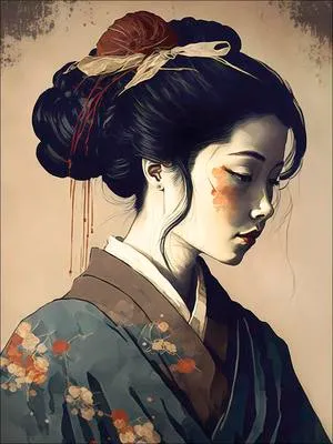 Produktbild von Leinwandbild Geisha II 84x116 cm