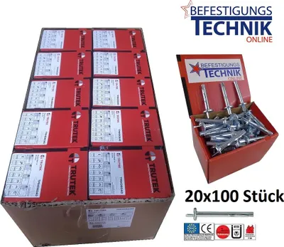 Produktbild von 2000 Deckennägel 6x40mm Deckendübel Deckenanker ETA-1 Zulassung Brandschutzklasse F120