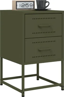 Obrázok produktu pre vidaXL Nočné stolíky 2 ks. Olivovo zelená 36x39x60,5 cm oceľ