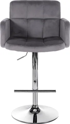 Produktbild von 2er Set Barhocker SUTUN - Samt Dunkelgrau 60x56x93 cm Silber | Barstuhl Höhenverstellbar Mit Lehne Drehbar Tresenhocker Tresenstuhl Kneipenhocker