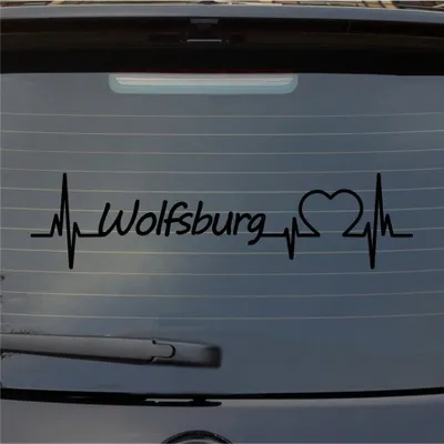 Produktbild von Heckscheibenaufkleber Wolfsburg Herzschlag Puls Stadt Liebe 55x14 cm Schwarz Glanz Auto Aufkleber Sticker