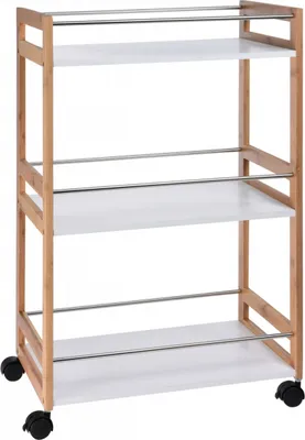 Produktbild von Excellent Houseware Küchenwagen 51×30×80 cm Bambus Beige Weiß