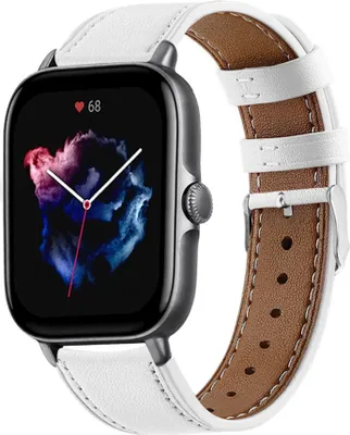 Produktbild von Strap-it Amazfit GTS 3 Armband Leder (Weiß)