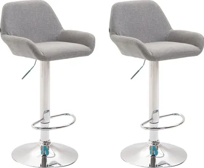 Produktbild von CLP 2er Set Barhocker Braga Stoff drehbar und höhenverstellbar grau Gestell Farbe chrom