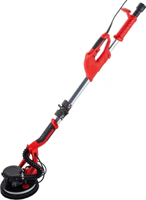 Obrázek produktu pro SucceBuy 750W bruska na sádrokarton, elektrická skládací bruska na sádrokarton s teleskopickou rukojetí, variabilní rychlost 800-1750 otáček za minutu, bruska na stěny s LED světelným pásem a prachovým sáčkem, 220V, červená barva
