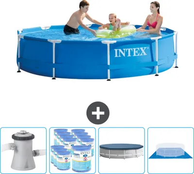 Immagine prodotto di Piscina Intex con struttura rotonda - 305 x 76 cm - blu - compresa pompa - filtro - copertura - telo di fondo