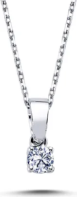 Produktbild von 0,10 Carat Diamant Solitär Halskette 14 Karat Weißgold