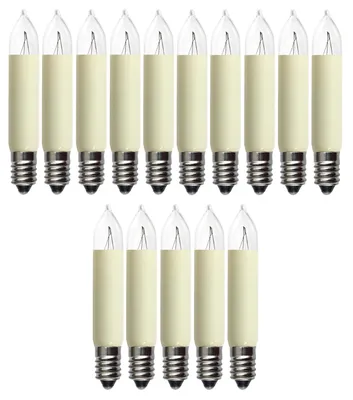 Produktbild von 15 Stück Kleinschaftkerzen 14V 3W E10 Ersatzlämpchen für Weihnachtsbeleuchtung Lichterkette Schwibbogen Weihnachten