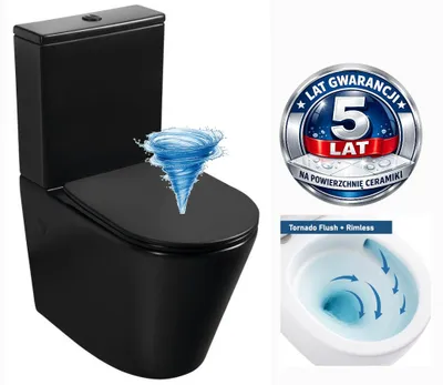 Produktbild von Domotechnika | Kompakt-wc - 815x385x630 Mm - Schwarz Matt - Tornado-spülung - Vertikaler Abfluss