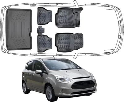Produktbild von 3D Fußmatten & Untere Kofferraumwanne Auto Set Kompatibel mit FORD B-MAX 2012 - 2017