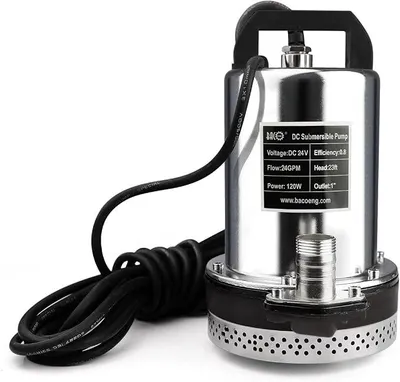 Immagine prodotto di Pompa sommergibile da 24V, pompa solare per acqua, adatta per pompare acqua pulita o acqua sporca