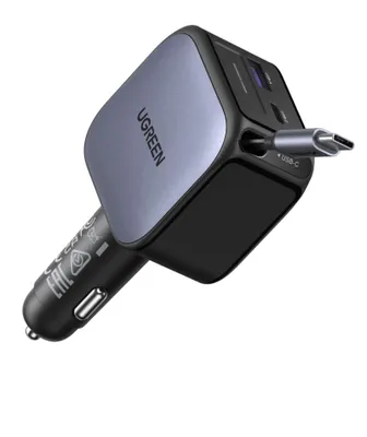 Obrázok produktu pre UGREEN 55212B Rýchla nabíjačka do auta s výsuvným káblom USB-C 60 W