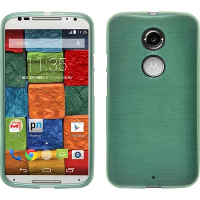 Produktbild von PhoneNatic Case kompatibel mit Motorola Moto X 2014 2. Gen. - grün Silikon Hülle brushed + 2 Schutzfolien