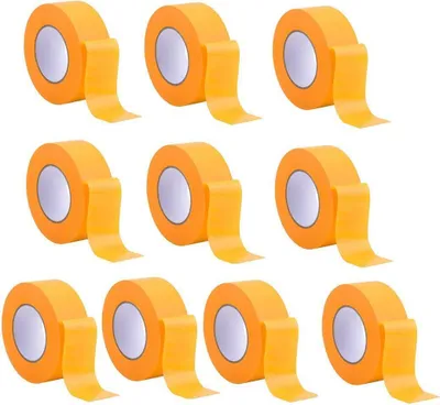 Produktbild von 10 Rollen Profi Goldband Klebeband 50 m x 40 mm - Malerband Gold Kreppband - Abdeckband für Maler und Lackierer - Krepp für Innen und Außen - Malerkrepp - Vielseitiges Klebeband für Malerarbeiten