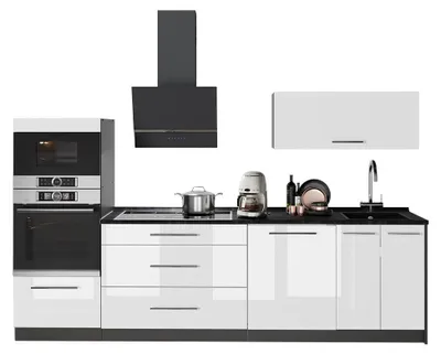 Productafbeelding van Complete keukeneenheid Vicco Fame-Line Wit Hoogglans/Antraciet 280 cm, WB Marmer, Model 64673
