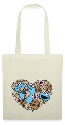 Produktbild von Spreadshirt Sesamstraße Herz Mit Krümelmonster Stoffbeutel, One size, Natur