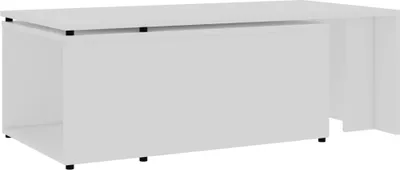 A white, modern desk or cabinet.