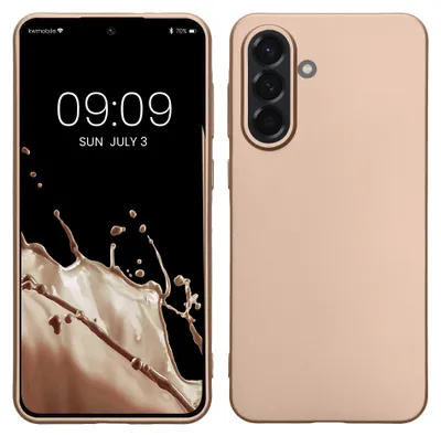 Produktbild von kwmobile Handyhülle für Samsung Galaxy A56 5G Hülle - Silikon Case metallisch schimmernd - Schutzhülle Cover - Metallic Gold