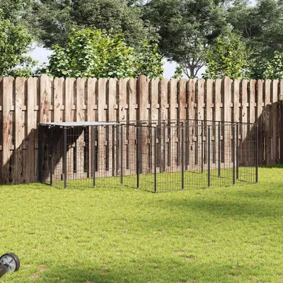 Image de vidaXL Chenil noir 6,05 m² Acier