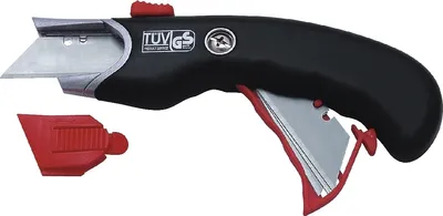 Produktbild von Cutter Safety Premium schwarz/rot Packung mit 12 Stück