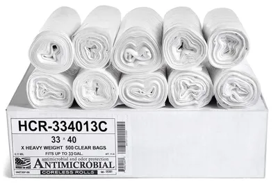 Müllbeutel, 124,9 l, Polyethylen, 33" x 40", transparent, 500 Stück