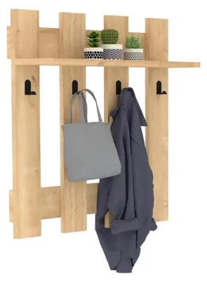 Produktbild von Serpico - Kleiderhaken, 70 cm hoch Braun Eiche, 4 Haken