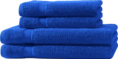 Produktbild von 4er Set Frottee 2x Handtücher 2x Duschtücher Elegance 100% Baumwolle 500 gsm 50x100 cm 70x140 cm royalblau