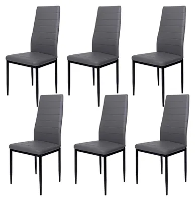 Produktbild von Oskar, Esszimmerstuhl, Wohnzimmerstuhl, Bürostuhl, Metallbeine (Grau, 6er Set)