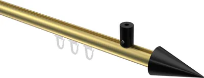 Produktbild von Interdeco Innenlaufstange / Gardinenstange mit Innenlauf Messing-Optik / Schwarz, Typ Sonius Savio (Kegel) Deckenmontage, 20 mm Ø 1-läufig, 240 cm