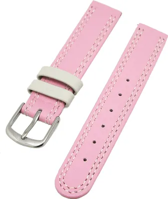 Produktbild von Uhrenarmband Kinder Kalbleder Hellpink mit beiger Naht 14mm Dornschließe