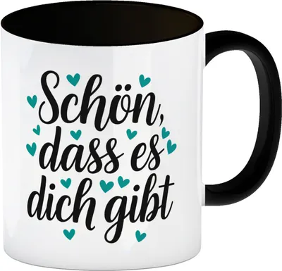 Produktbild von Schön, dass es dich gibt Kaffeebecher in schwarz mit Herzen