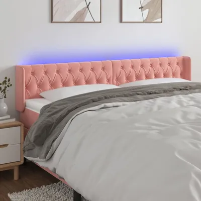 Produktbild von vidaXL LED Kopfteil Rosa 183x16x78/88 cm Samt - LED Kopfteil - LED Kopfteile - Kopfteil - Bett-Kopfteil