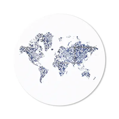 Produktbild von MuchoWow® Mauspad Mousepad Weltkarte - Delfter Blau - weiß 30x30 cm - Mousepads - Maus Mat - Pad - Mausunterlage - Tischunterlage - Schreibtischmatten