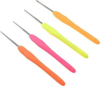 Produktbild von 4 Stück Haarnadeln Häkelnadeln Präzisions-Metallnadeln Häkel-Stricknadeln mit weichen Griffen, 1 mm, 1,25 mm, 1,5 mm, 1,75 mm, 4 Farben