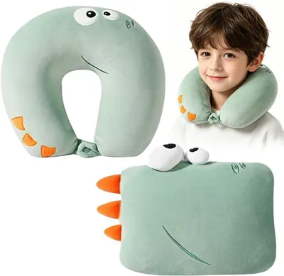 Productafbeelding van Nekkussen voor kinderen, dinosaurus, U-vorm, traagschuim, voor auto