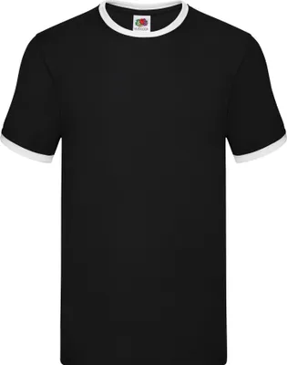Produktbild von Fruit of the Loom - "Ringer" T-Shirt für Herren RW9299 (L) (Schwarz/Weiß)