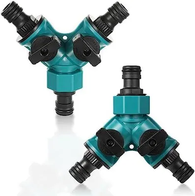 Produktbild von 2 Wege Schlauch Rohr Verteiler, Gartenschlauch-Wasserverteiler, Wasserleitungsanschlüssen für Y-Förmig Schlauchverbinder Rohr Verbinden Gartengeräte Schläuche (2 Stück)