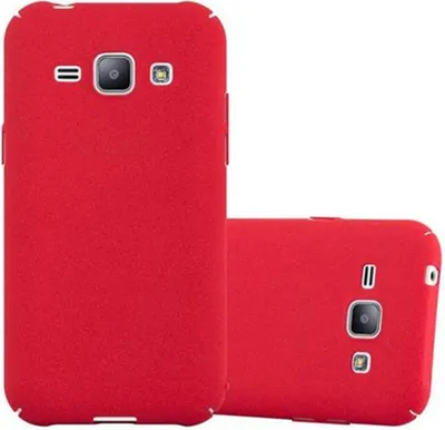 Produktbild von Cadorabo Schutzhülle für Samsung Galaxy J1 2015 Hülle in Rot Etui Hard Case Handyhülle Cover
