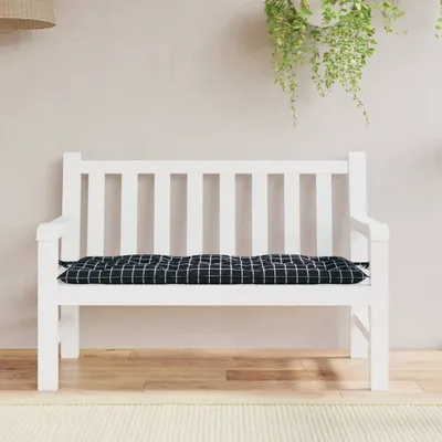 Productafbeelding van Living Store tuinbankkussen, zwart, ruitpatroon, 120x50x7 cm, stof