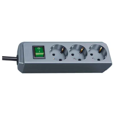 Produktbild von Brennenstuhl Eco-Line Steckdosenleiste mit Schalter 3-fach silbergrau 1,5m H05VV-F 3G1,5, 1152340015