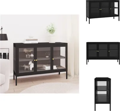 Immagine prodotto di vidaXL Credenza nera 70x35x70 cm in acciaio e vetro - Credenze