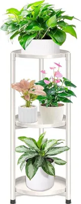 Image de Supports triangulaires en métal pour plantes, à 3 niveaux, pour fleurs, utilisables à l'intérieur comme à l'extérieur
