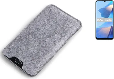 Produktbild von K-S-Trade Filz Handyhülle kompatibel mit Oppo A16K Schutzhülle Filztasche Filz Tasche Case Sleeve Handy Hülle Filzhülle grau