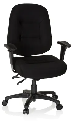 Produktbild von hjh OFFICE Profi Bürostuhl ZENIT XXL Ergonomischer Schreibtischstuhl mit Armlehnen (höhenverstellbar) Stoff Schwarz Drehstuhl für Büro, Zuhause
