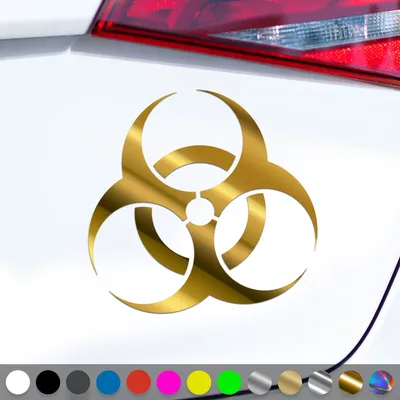 Produktbild von PantherPixel Biohazard Aufkleber Vorsicht Warnung Hinweis Sticker Auto Geschenkidee Farbe Chrom-Gold
