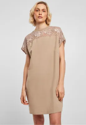 Zdjęcie produktu dla T-shirt damski Urban Classics Ladies Lace Tee Dress softtaupe - XS